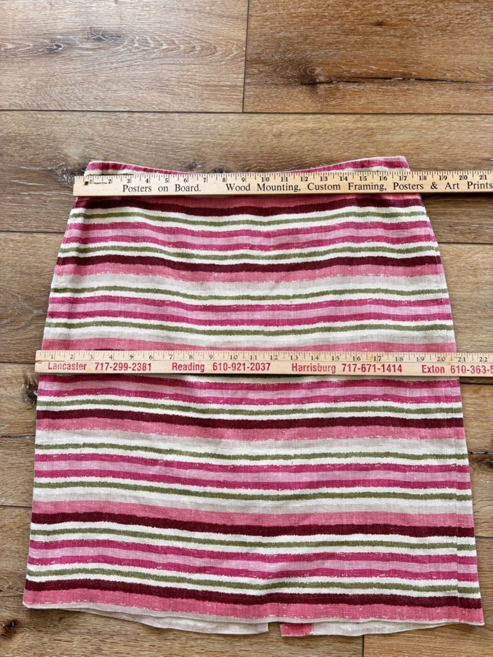 TALBOTS Pencil Skirt Size 12 100% Linen Colorful Striped Fully Lined Preppy